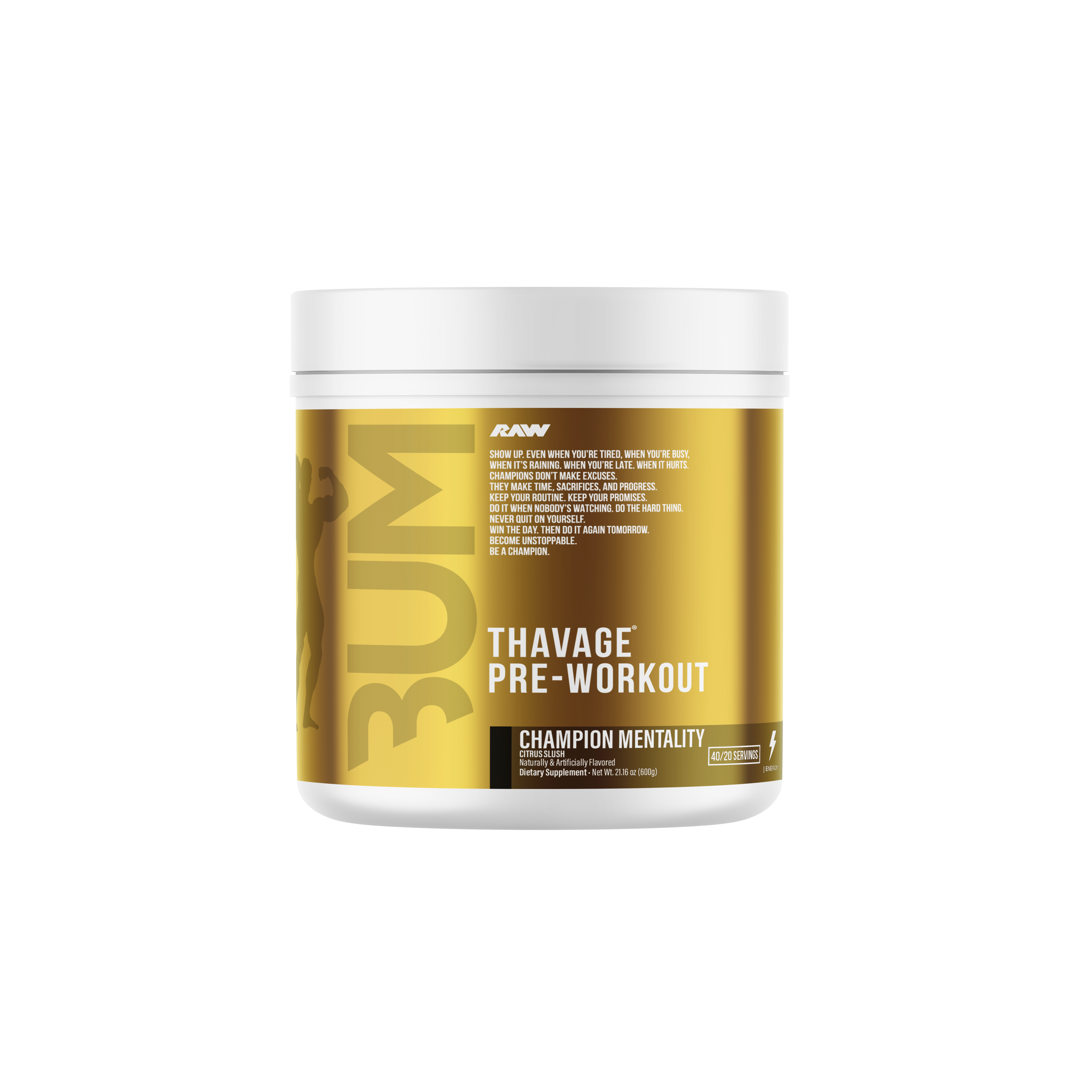 RAW Nutrition CBUM Thavage Pre-Workout - 40 Servings - Champion Mentality
